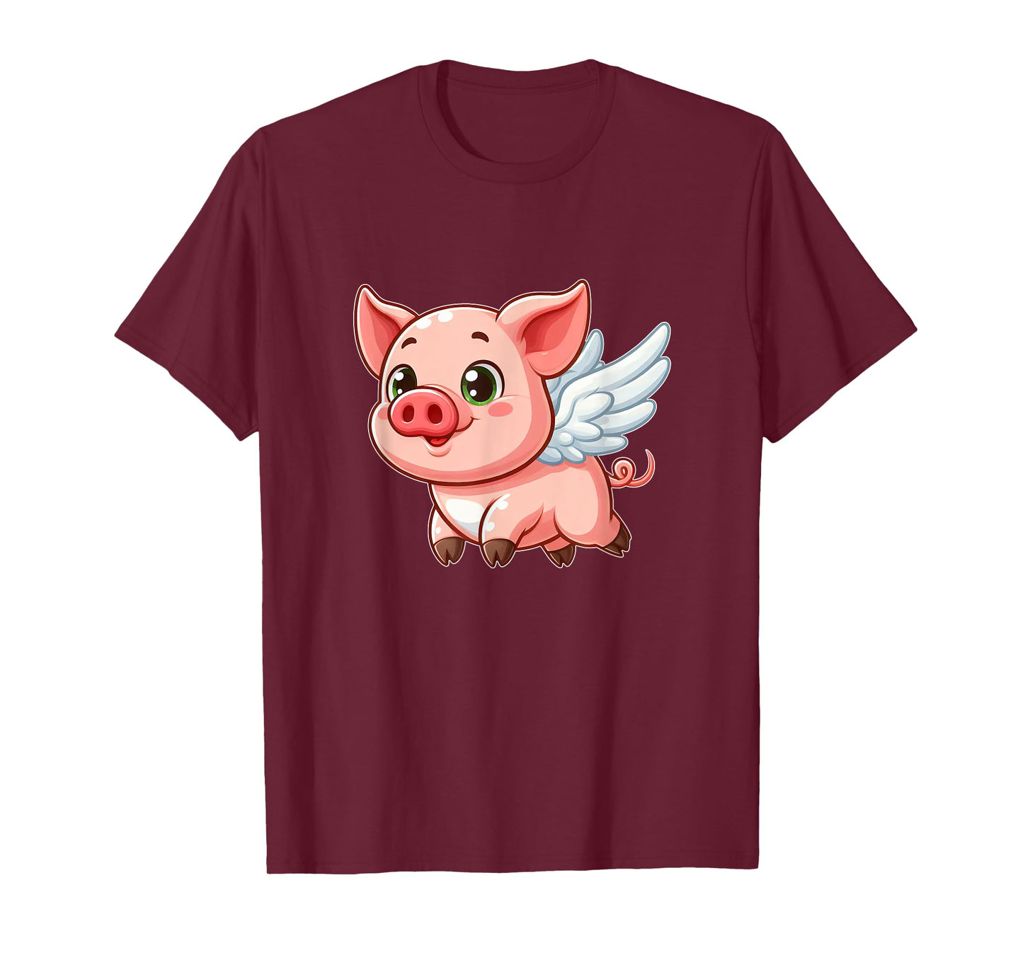 Cute Cartoon Pig Angel with Wings Halo Farmer T-Shirt