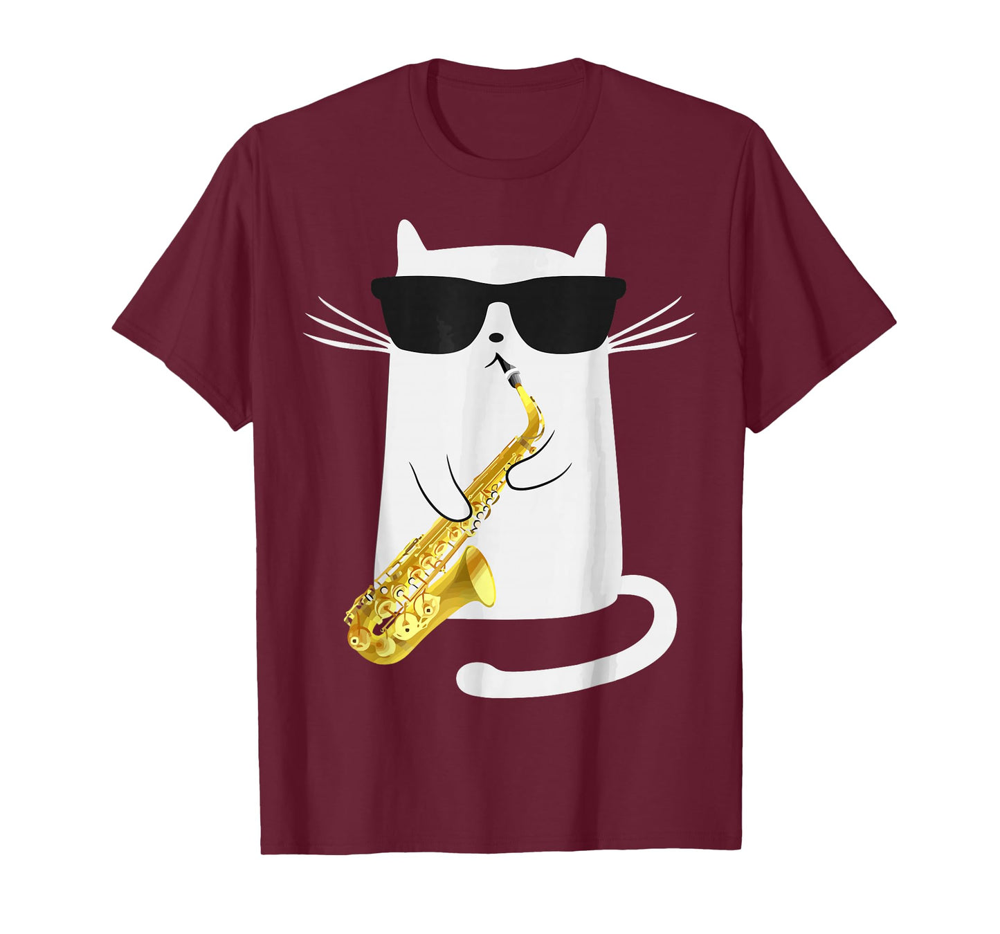 Funny Cat Playing Saxophone For Jazz Musician Saxophonist T-Shirt