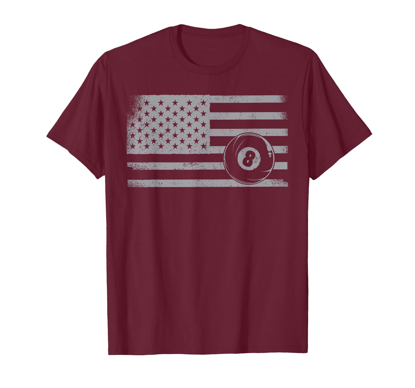Billiards Pool Player Ball American Flag Vintage 8 Ball T-Shirt for Women Men