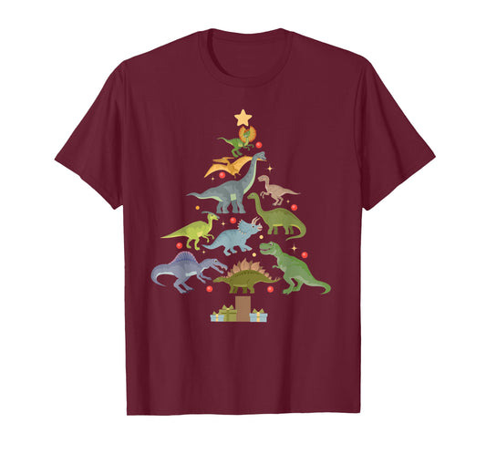 Christmas Dinosaur Tree Kids Boys Men Family Saurus Xmas T-Shirt
