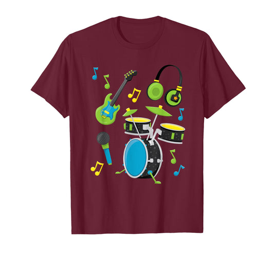Musical Instruments Guitar Drums T-Shirt for Toddlers T-Shirt