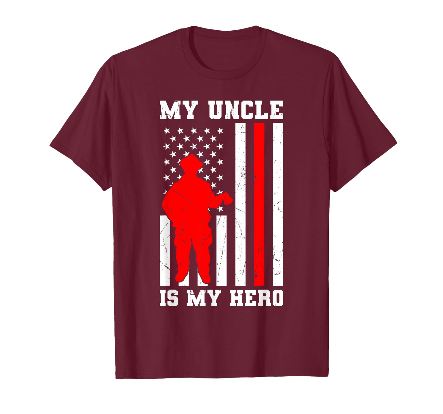 My Uncle is my Hero Firefighter Thin Red Line Flag T-Shirt