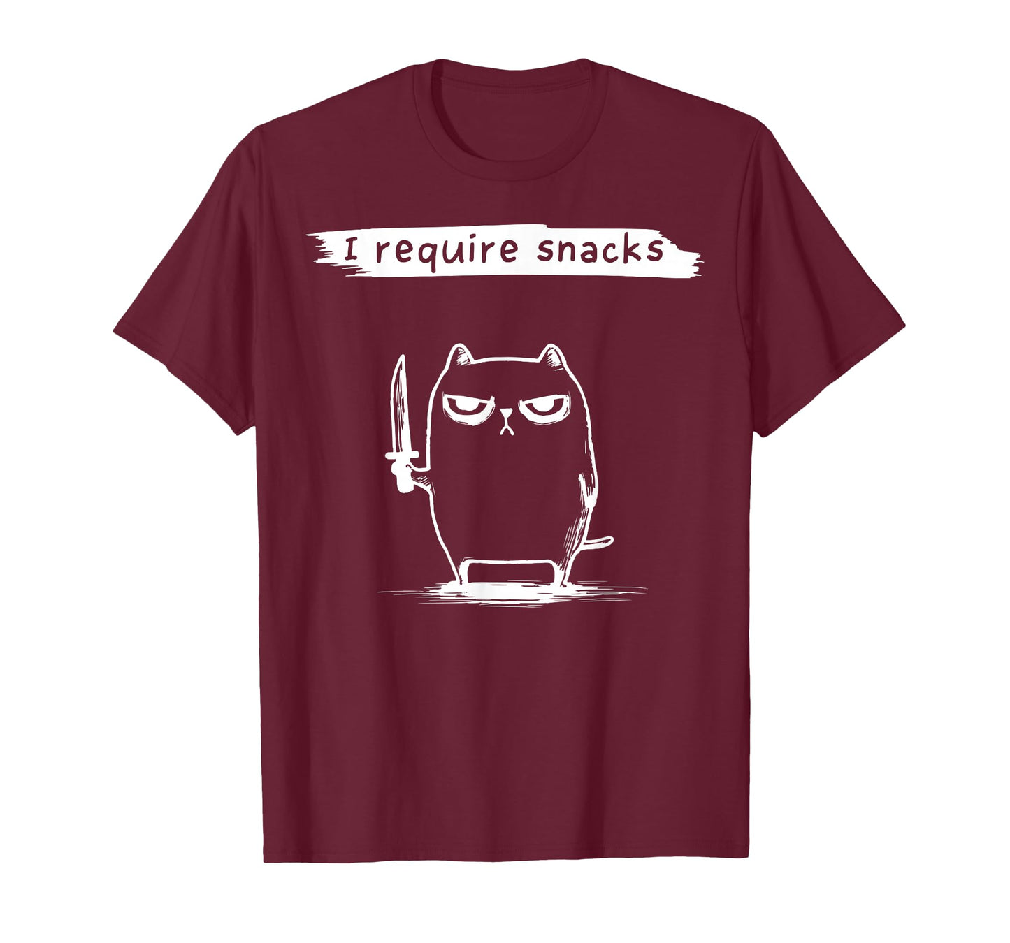 Funny Cat Meme I Require Snacks Design Men Women Kids T-Shirt