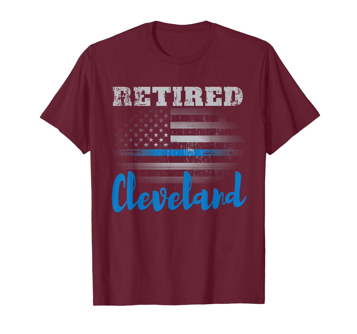 Retired Police Officer Cleveland American Flag Design T-Shirt