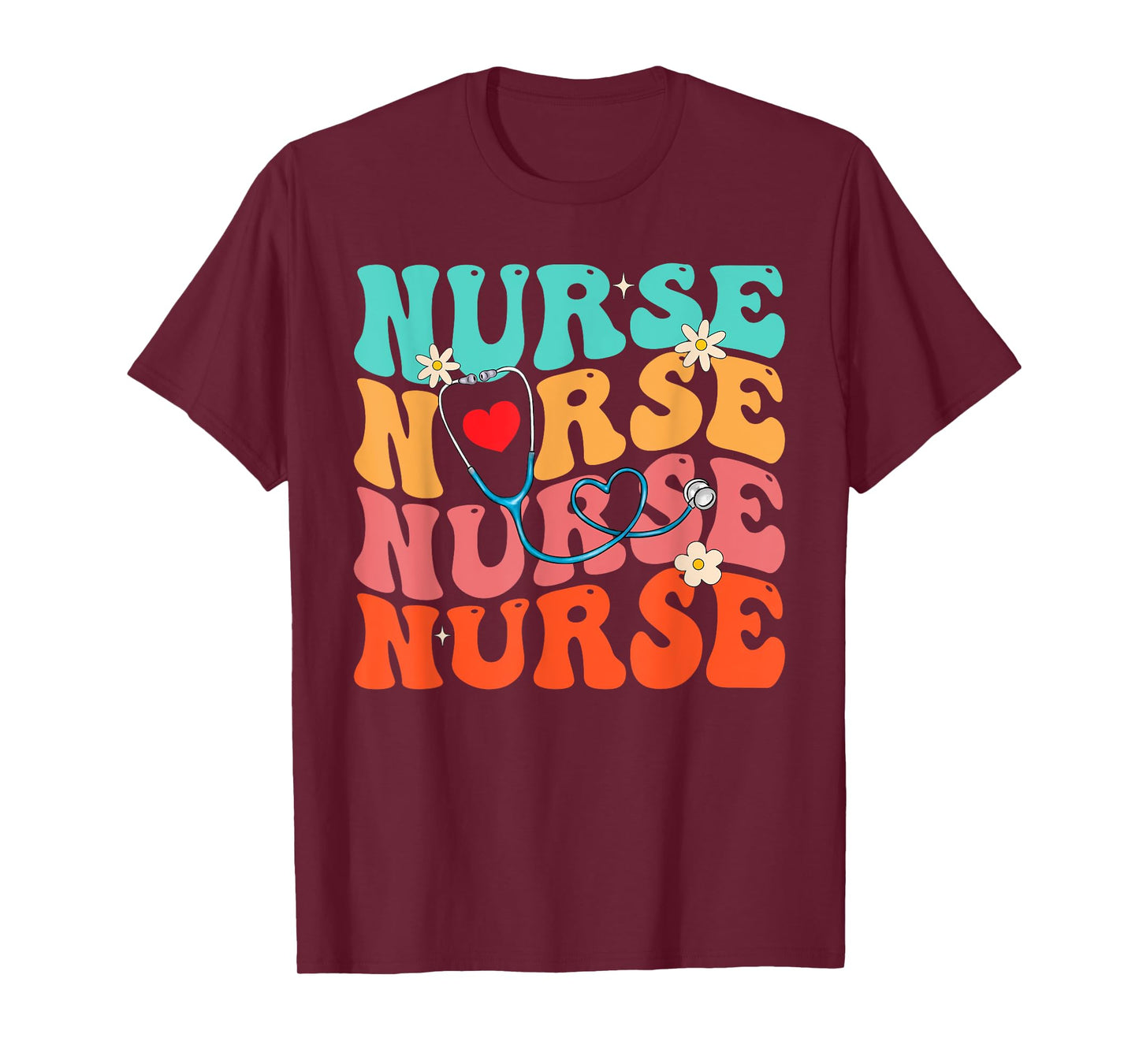 Cute Groovy Stethoscope Nurse Life Nursing Nurse Week Nurse T-Shirt