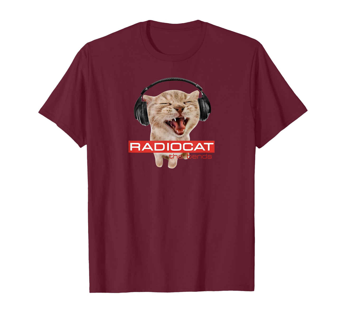 Cute RadioCat retro band funny cat wearing headphones T-Shirt