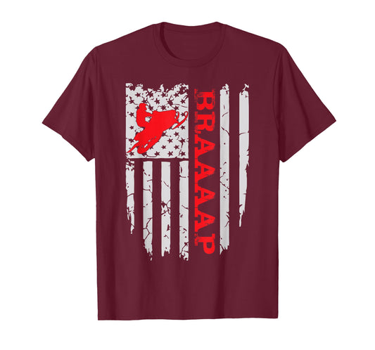 Funny American Flag Snowmobile Men Women Novelty T-Shirt