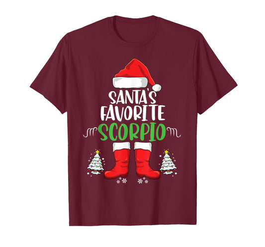 Santa's Favorite Scorpio Family Matching Christmas Zodiac T-Shirt