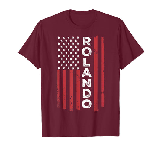 Rolando USA Flag American Flag Patriotic T-Shirt