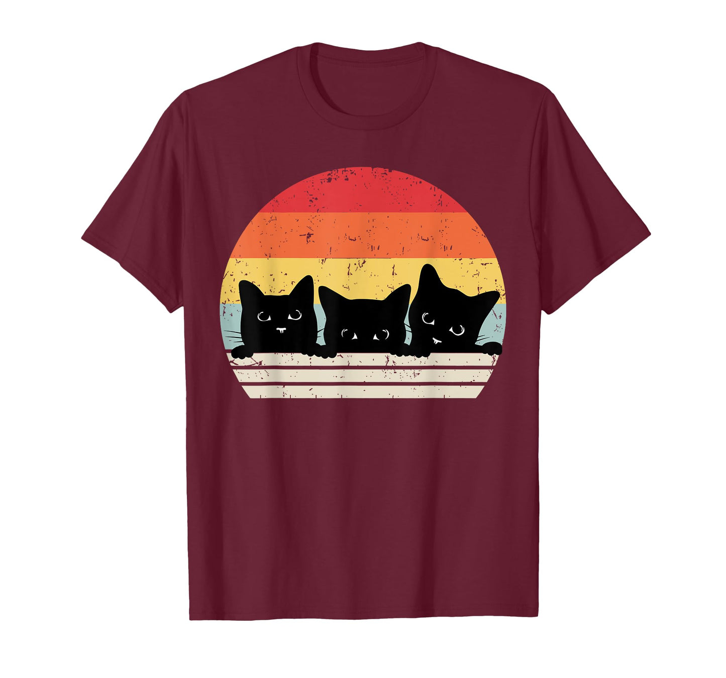 Vintage Three Black Cats Funny Kitties 3 Black Cat Women Men T-Shirt