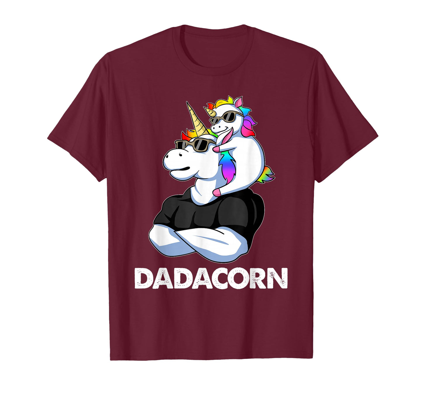 Dadacorn - Unicorn Dad and Baby Christmas Papa Father's Day T-Shirt Small