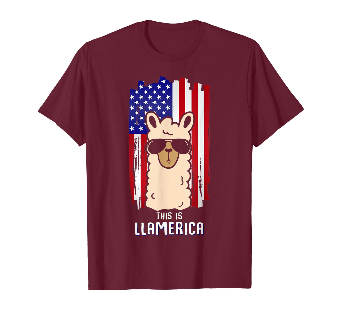 Llama Alpaca Llamerica 4th of July Llama Sunglasses USA Flag Women Kids Men T-Shirt