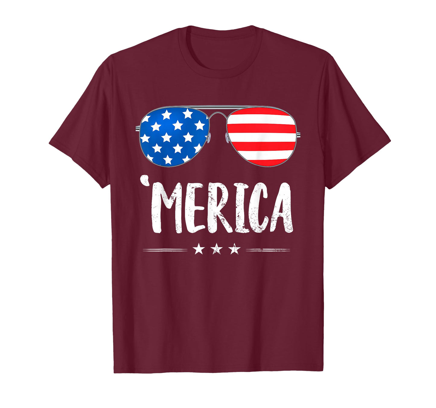 Merica Sunglasses 4th of July Boys Girls USA Flag Patriotic T-Shirt