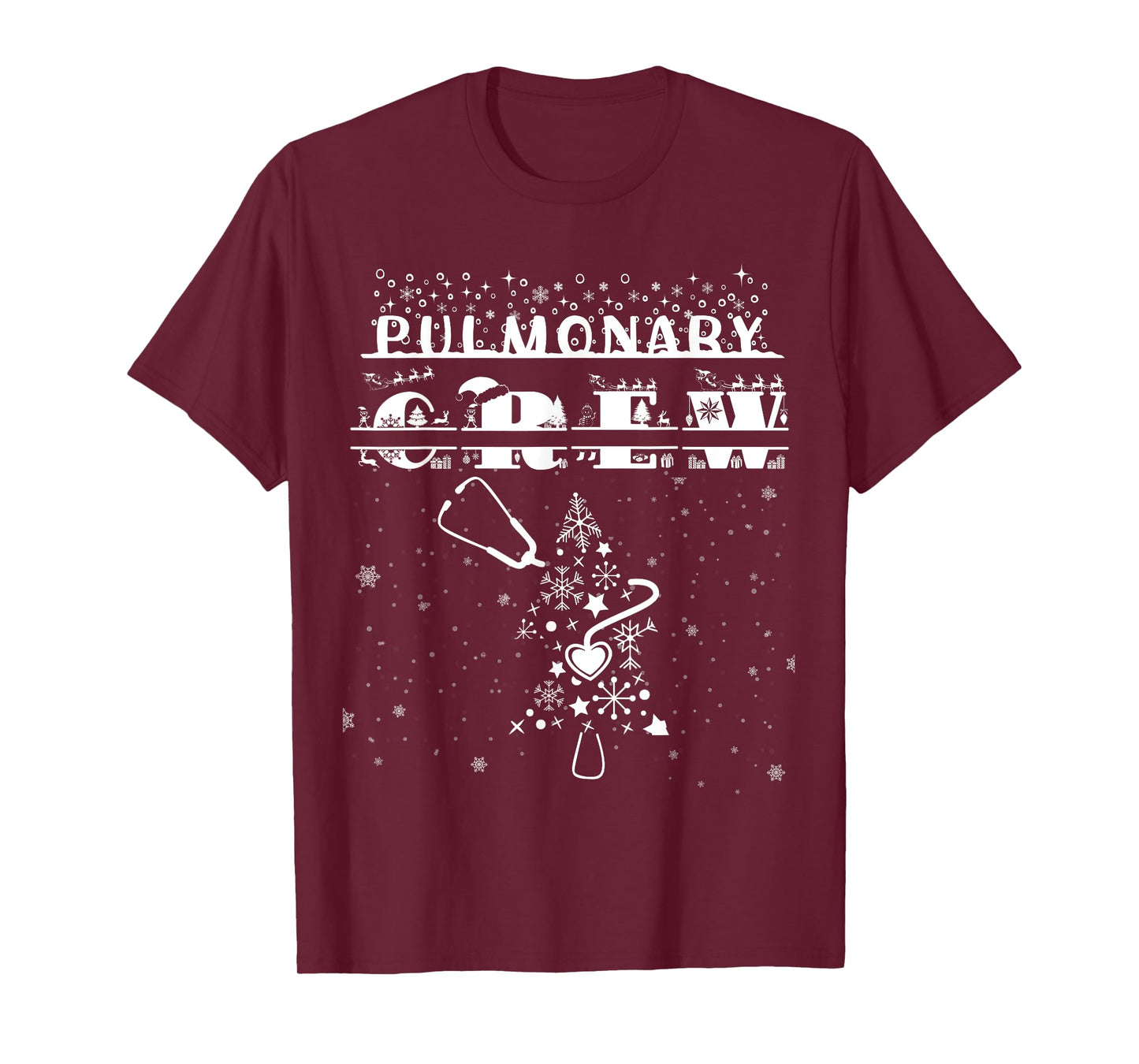 Christmas Pulmonary Nurse Shirt Lung Crew Stethoscope Tree T-Shirt