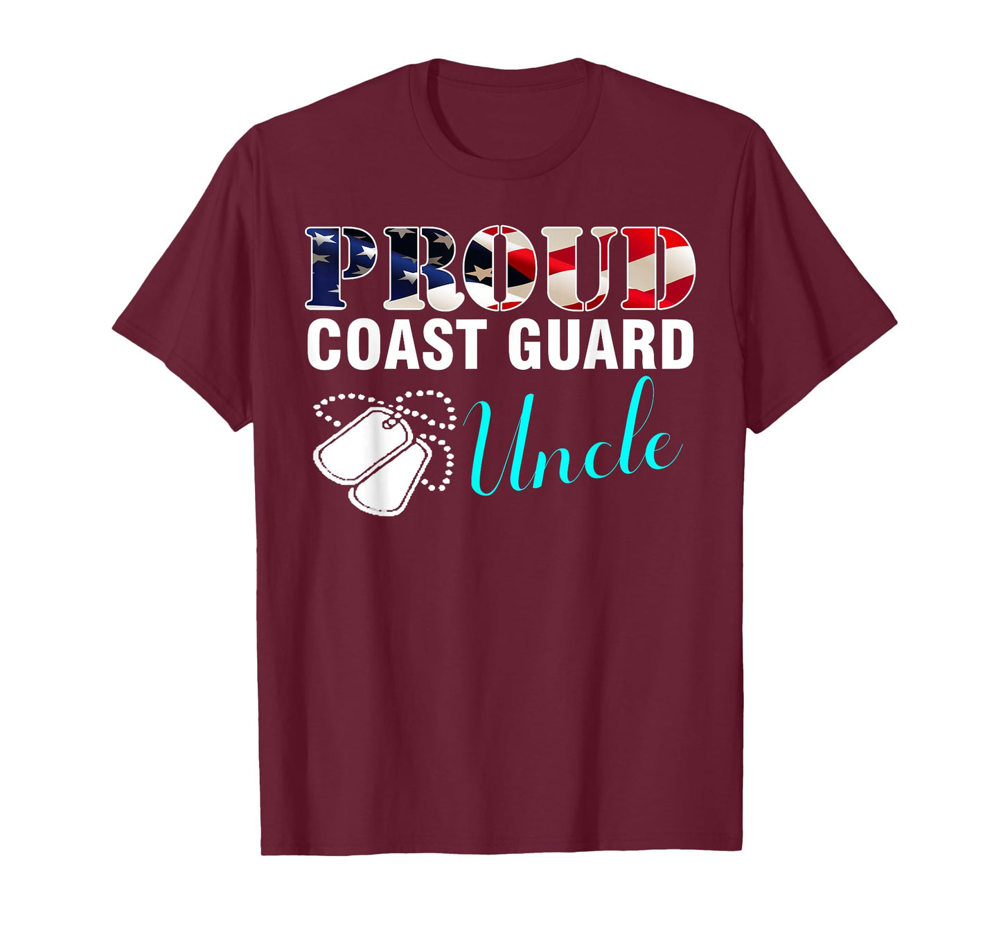 Vintage Proud Coast Guard Uncle With American Flag Gift T-Shirt