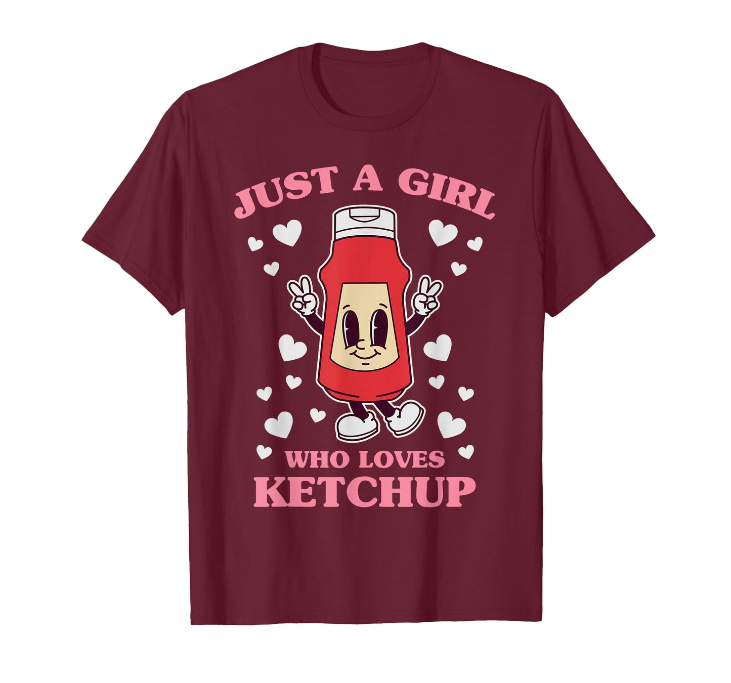 Vintage Just A Girl Who Loves Ketchup Sauce Girls Womens T-Shirt