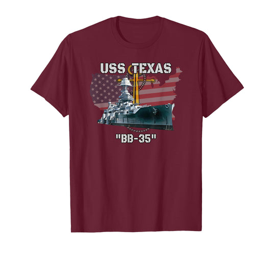 USS Texas BB-35 Battleship Veterans Warship Father Grandpa T-Shirt