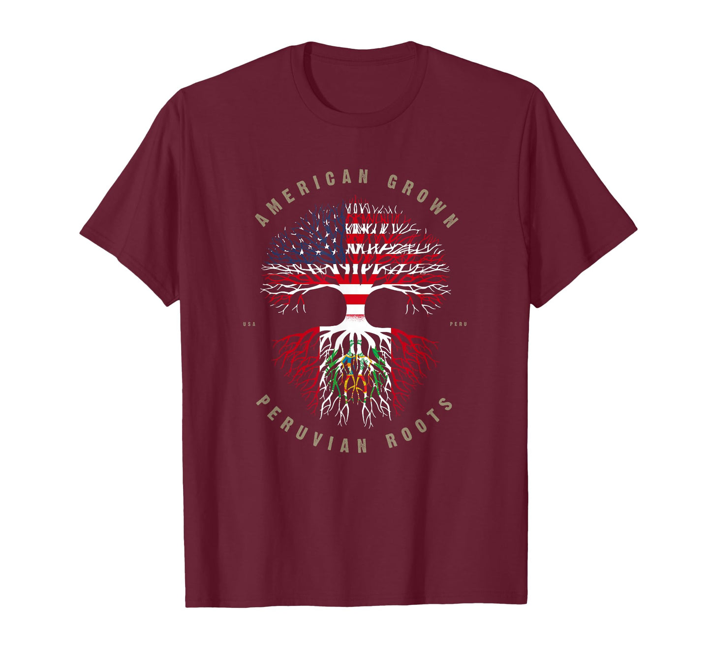 American Grown Peruvian Roots Peru Flag T-Shirt