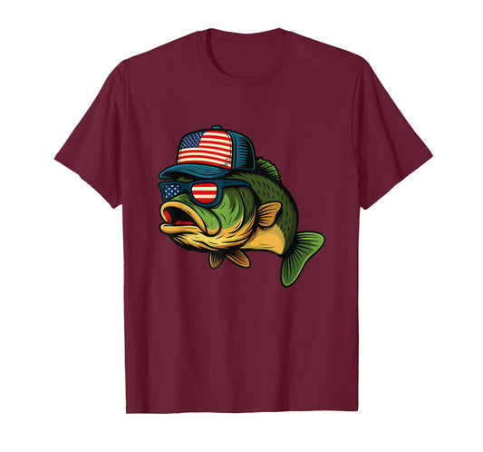 Patriotic Fish - Fishing Lover Fisherman Angler Angling T-Shirt