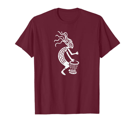 Kokopelli God with Drum Symbol of Joy and Fertility T-Shirt