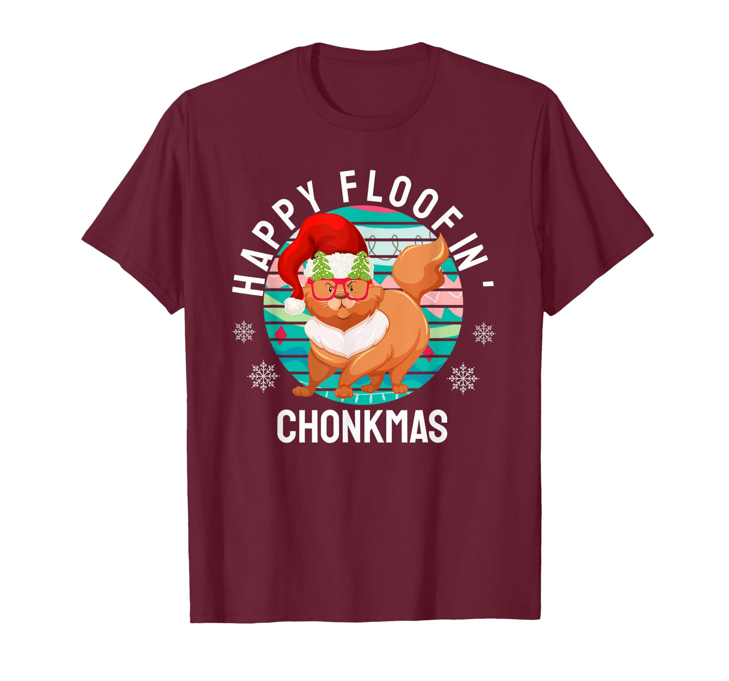 Happy Floofin Chonkmas Funny Cat Christmas T-Shirt