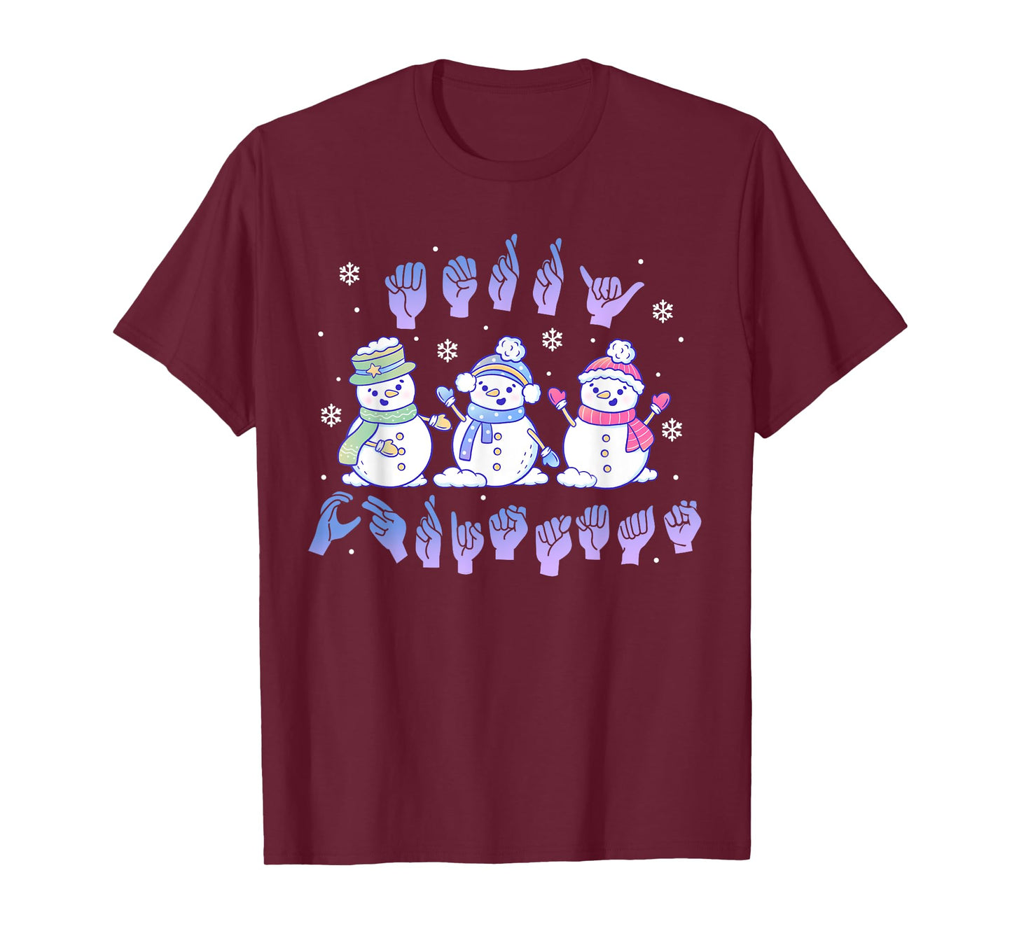 ASL Christmas Snowmen Merry Christmas Sign Language T-Shirt