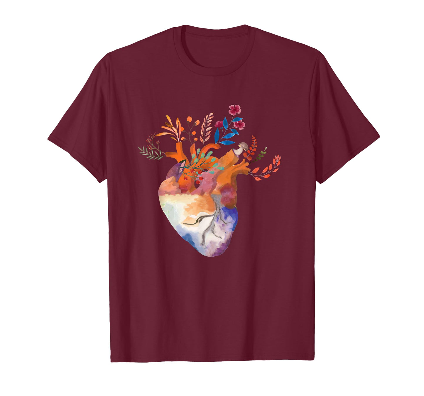 Anatomical Floral Heart Cardiology Medical Cardiac Nurse T-Shirt