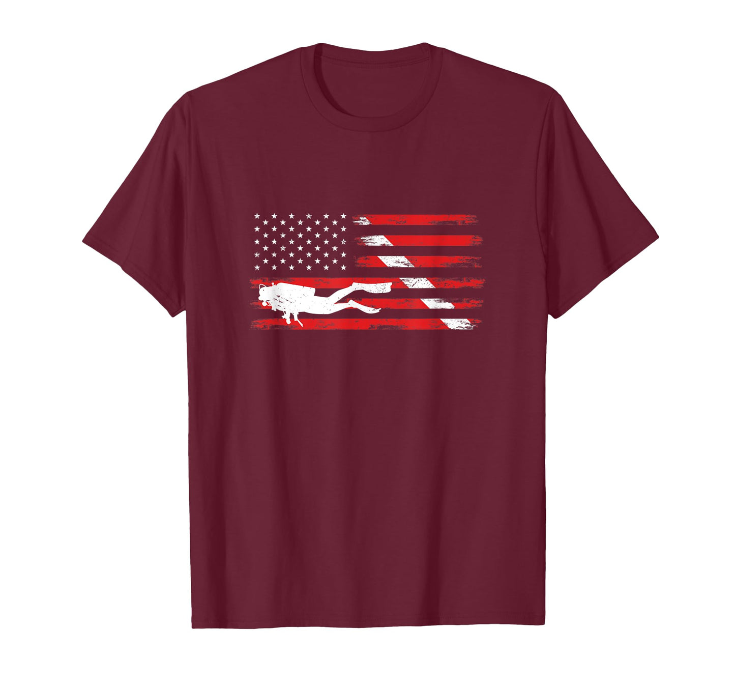 Diving Down Dive Flag Scuba Diving American Flag Diver T-Shirt