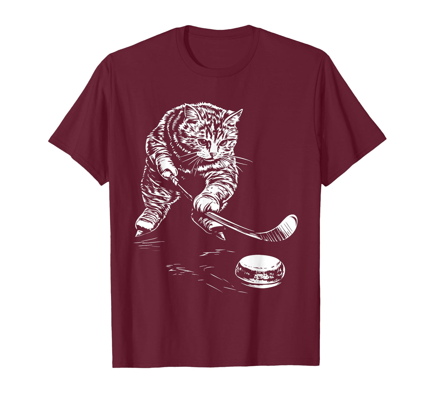 Funny Cat Ice Hockey Graphic T-Shirt
