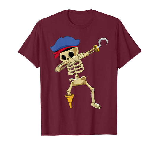 Caribbean Buccaneer Sea Thief Boy Dabbing Skeleton Pirate T-Shirt
