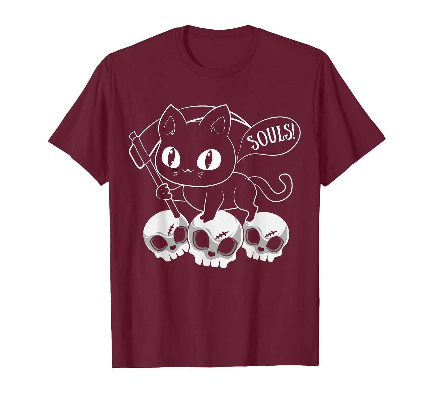 Cat Grim Reaper And Skulls Cat Got Your Soul Halloween T-Shirt