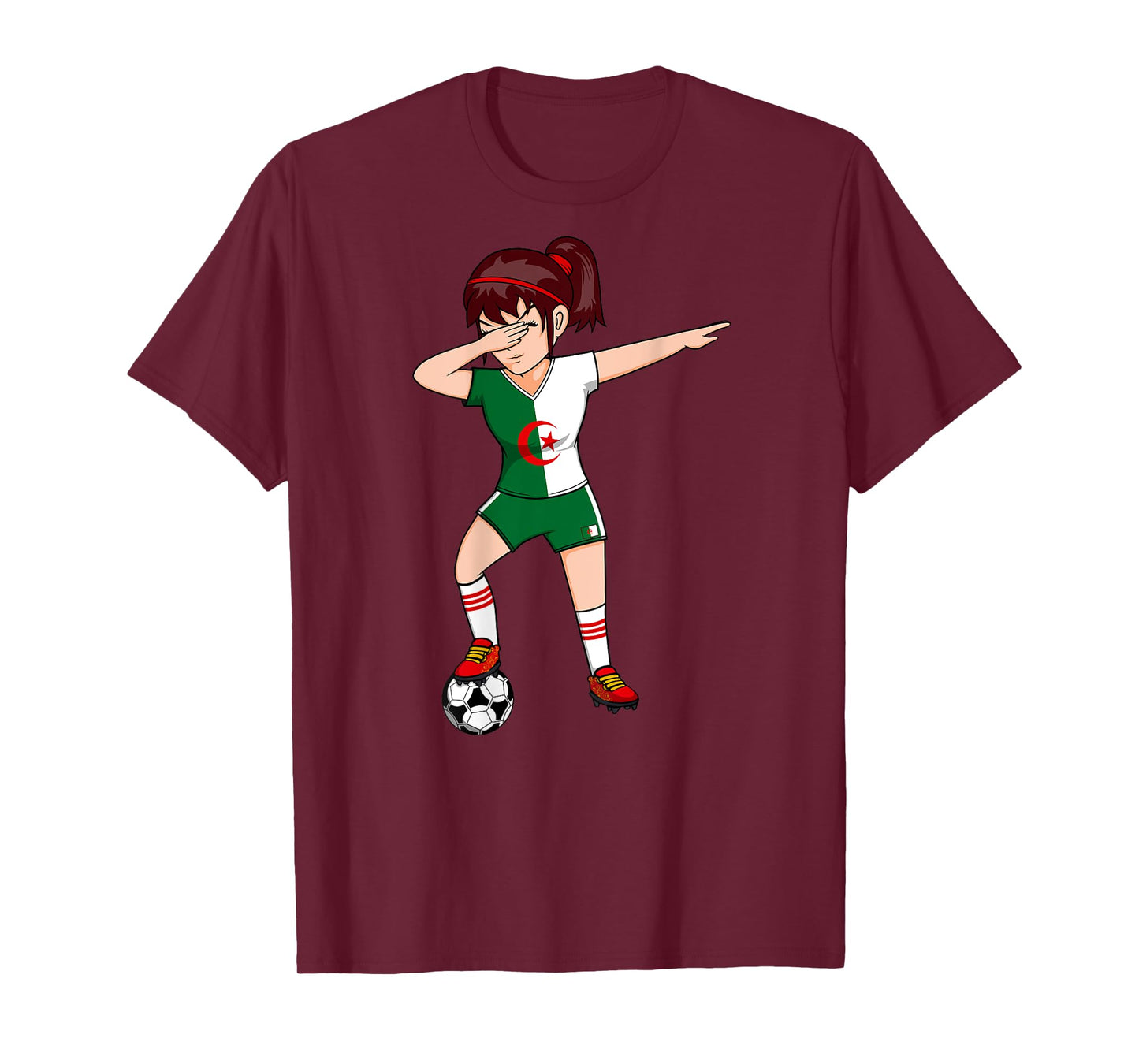 Dabbing Soccer Girl Algeria Jersey Algerian Football Fans T-Shirt
