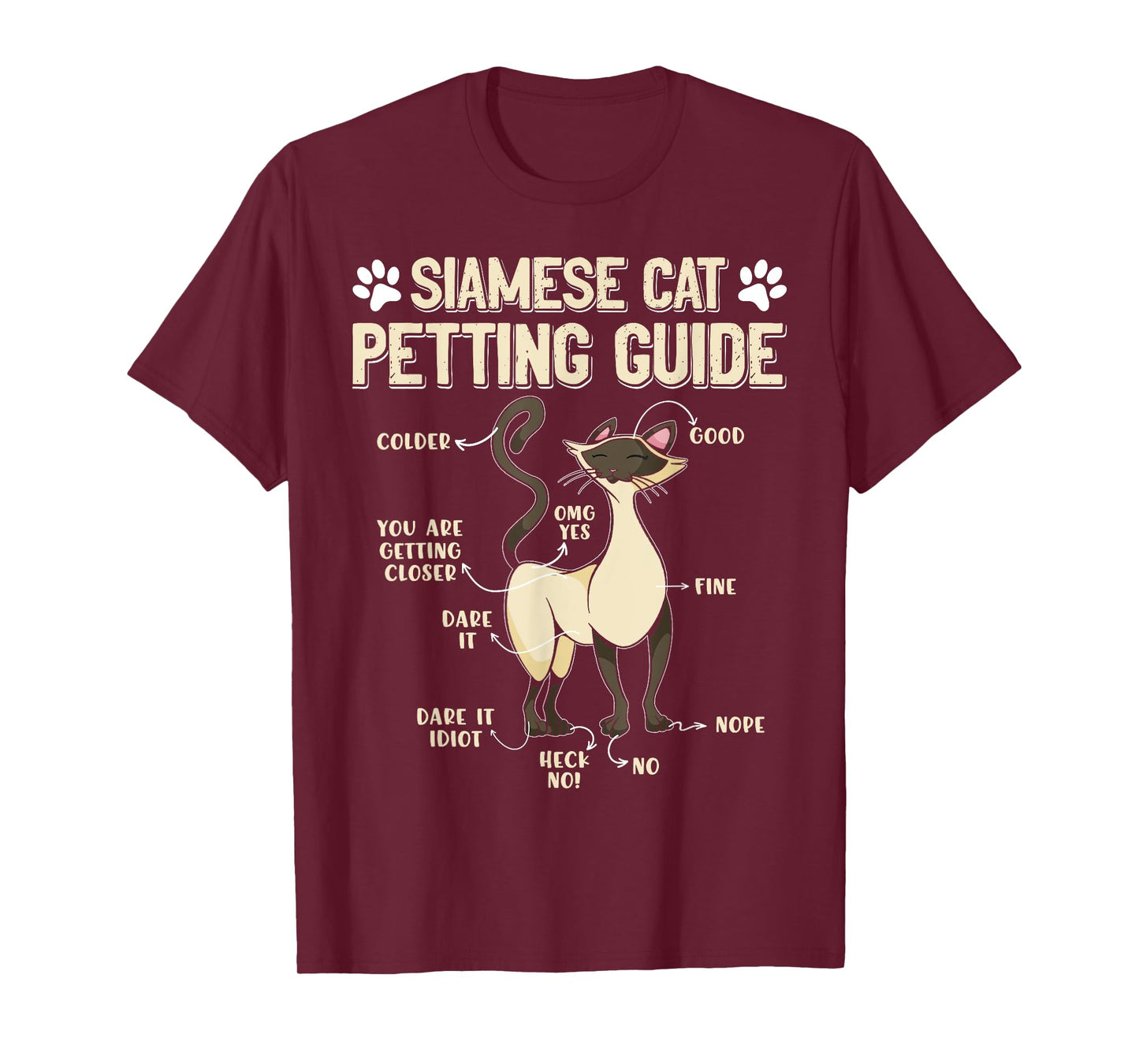 SIAMESE CAT PETTING GUIDE Funny Cat Owners Siamese Cat T-Shirt for Men Women