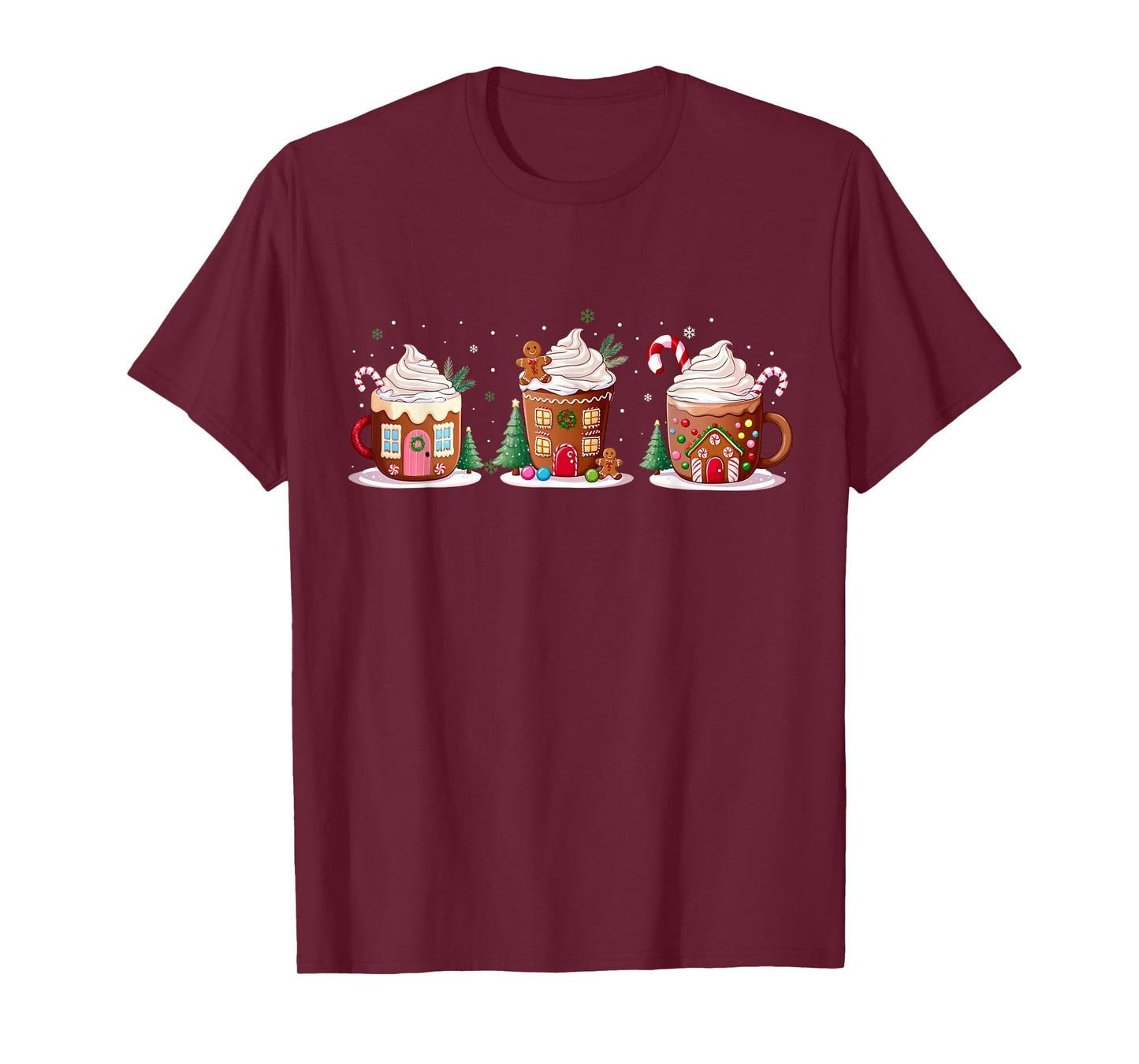 Coffee Christmas Gingerbread Cookie Women Latte Cozy Winter T-Shirt