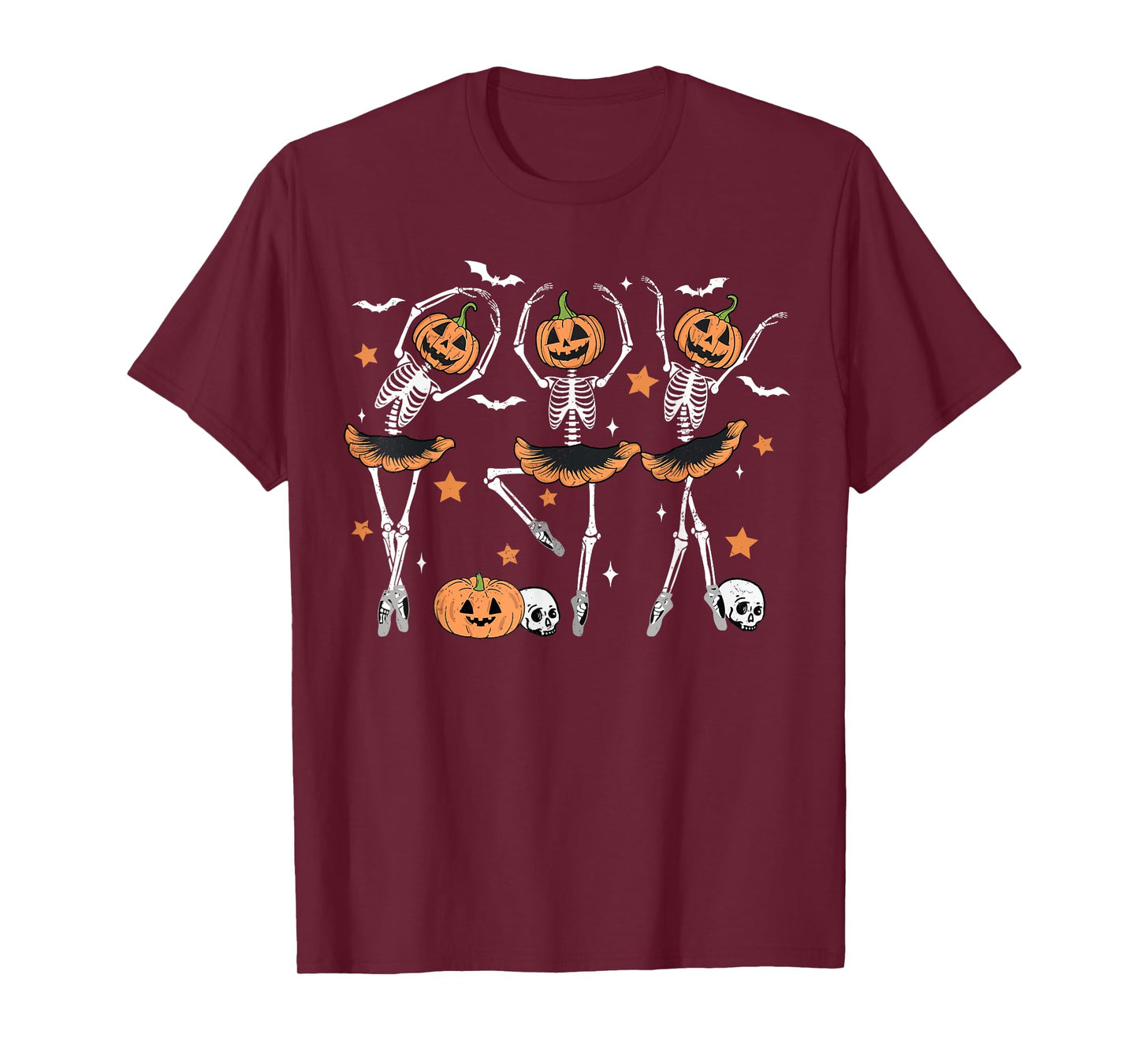 Ballet Pumpkin Skeleton Scary Halloween Men Women Boys Girl T-Shirt