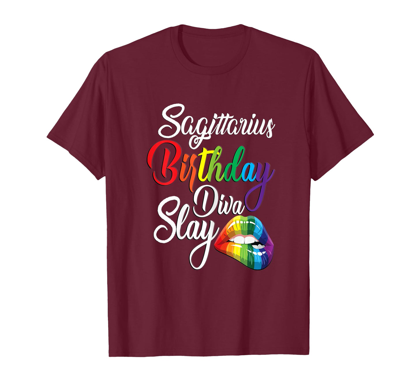 Womens Rainbow Lip November-December Girl Sagittarius Birthday Mode T-Shirt