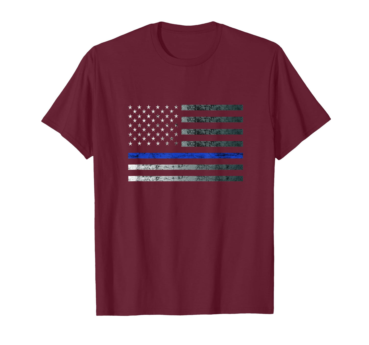 Thin Blue Line Police Officer Law Heroic Flag American Flag T-Shirt