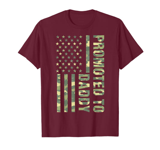 Promoted to Daddy American Flag Camo Fathers Day New Dad T-Shirt
