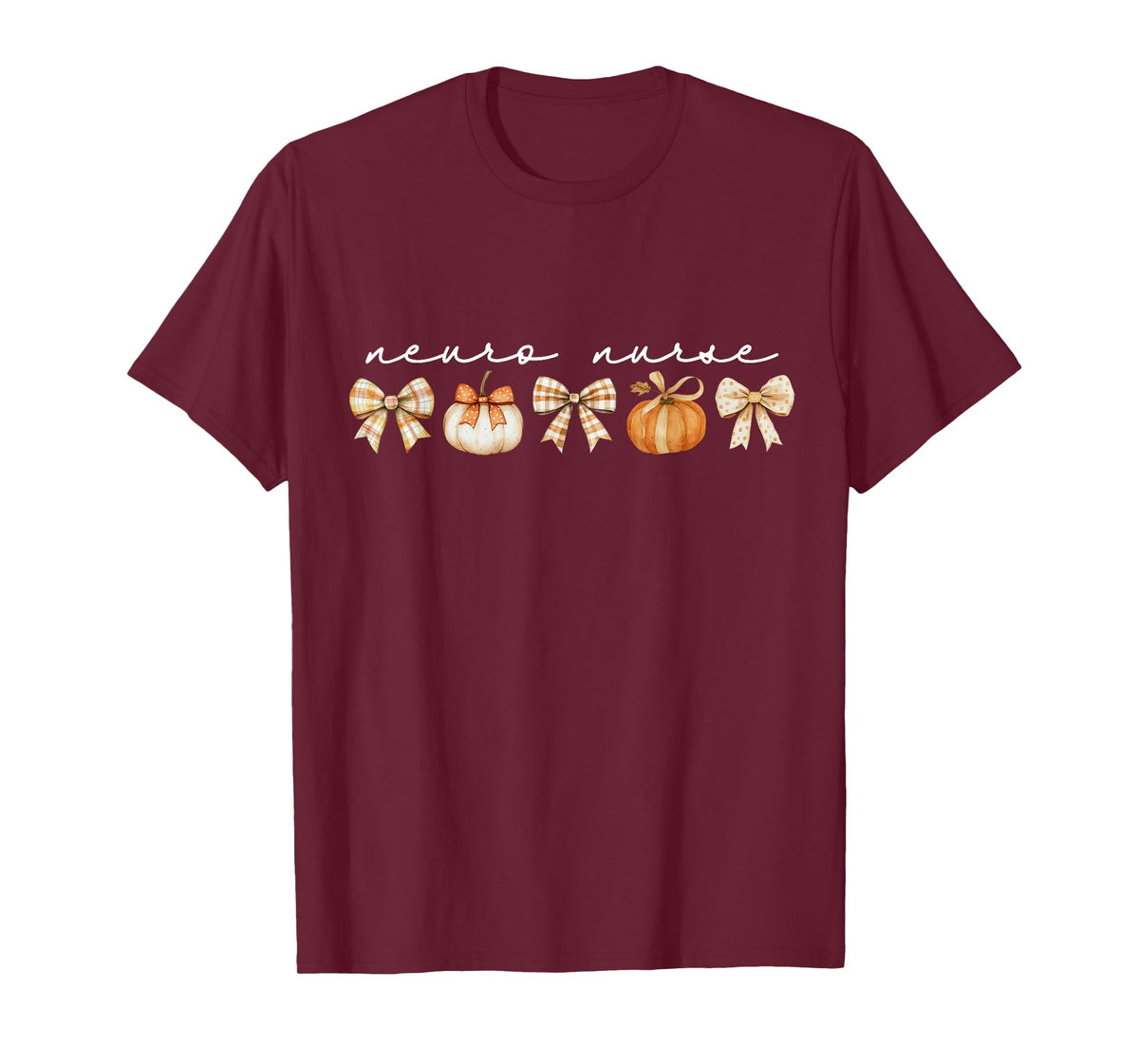 Neuro Nurse Pumpkin Coquette Bow Fall Neurology Halloween T-Shirt