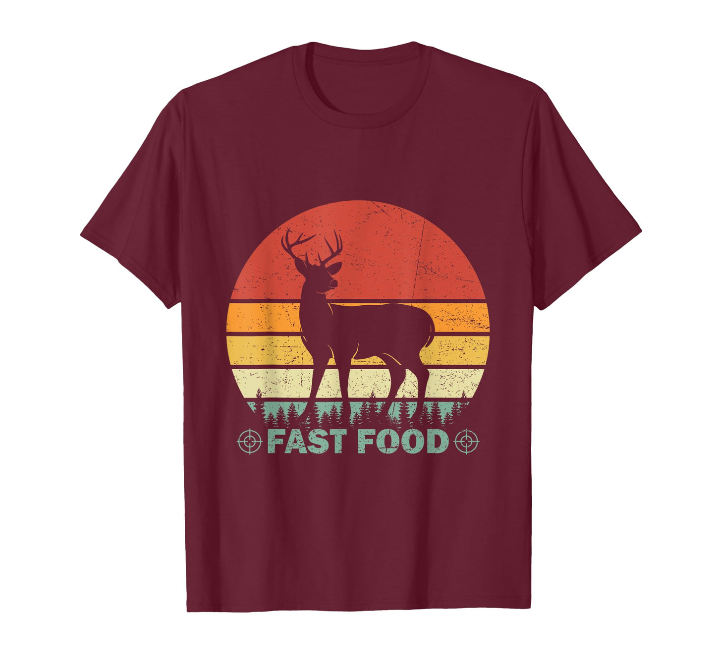 Fast Food Funny Buck Elk Deer Hunting Vintage Retro T-Shirt