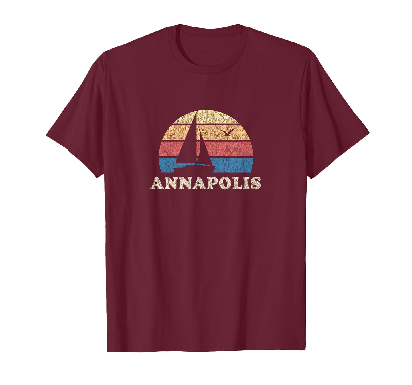 Annapolis MD T-Shirt Vintage Sailboat 70s Throwback Sunset T-Shirt