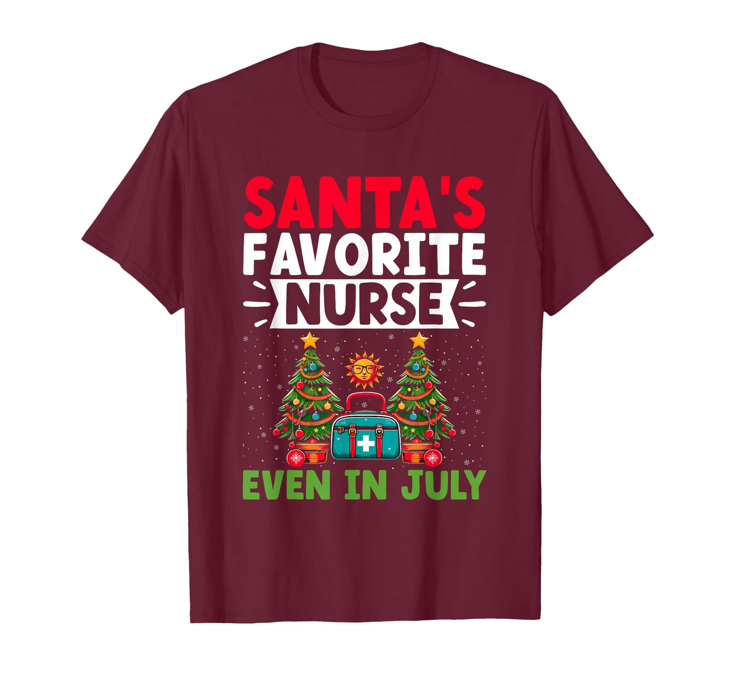 Christmas In July Nurse Santa Hat Summer Medical RN T-Shirt