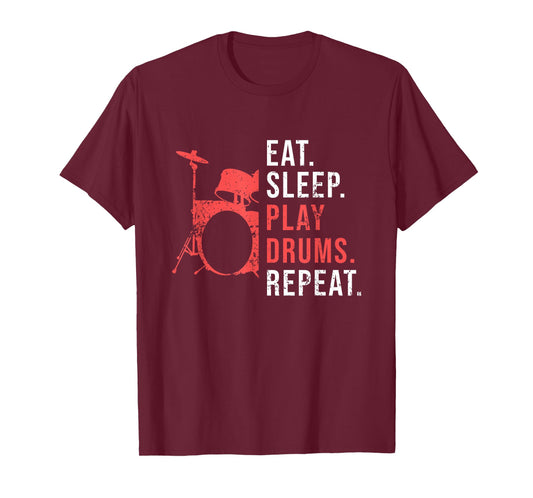 Cool Drum Kit Silhouette Percussion Vintage Drummer T-shirt T-Shirt