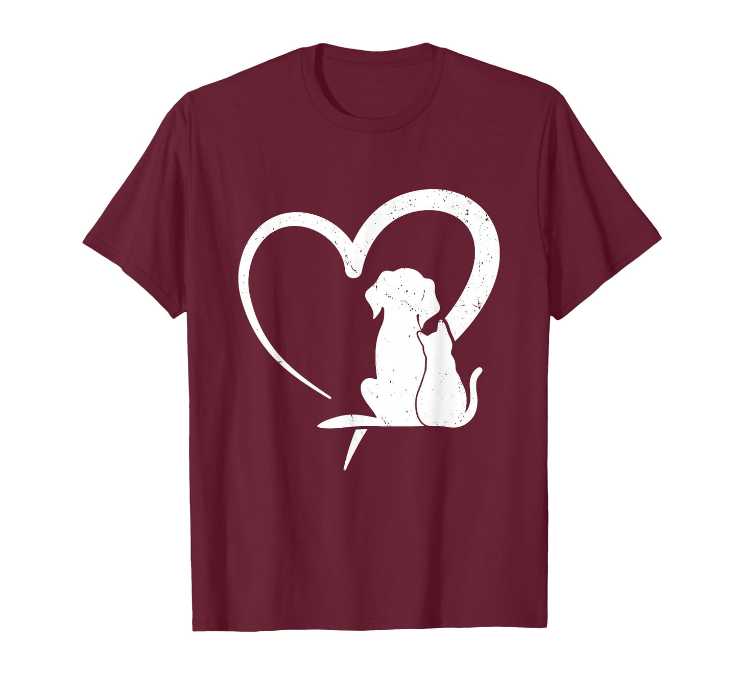 Dog Puppy and Baby Cat Heart for Pets Animal Lover Men Women T-Shirt