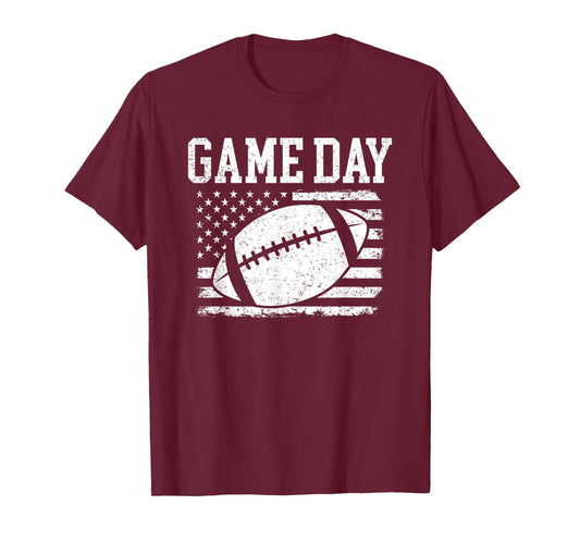 Cute Game Day Football Season USA Flag Mom Women Men & Kids T-Shirt