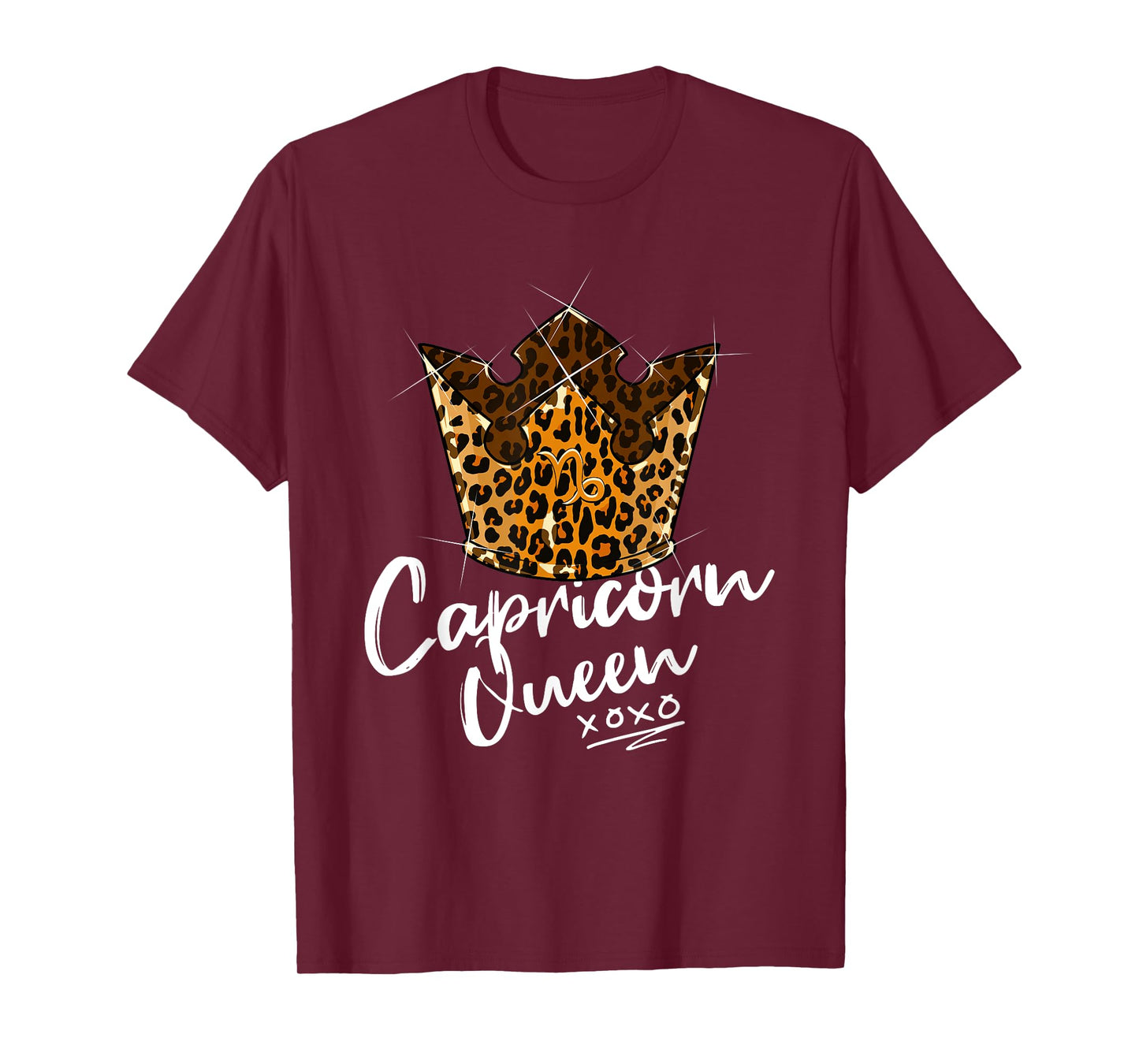 Leopard Capricorn Queen Zodiac Sign to Leopard Pattern Crown T-Shirt