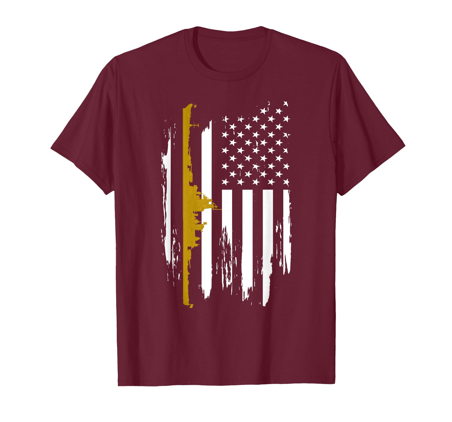 USS Wisconsin BB-64 Battleship Vintage American Flag Women Men T-Shirt