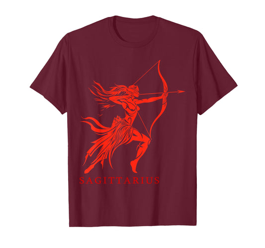 Sagittarius Zodiac Sign Bow and Arrow Amazons Gift Horoscope T-Shirt