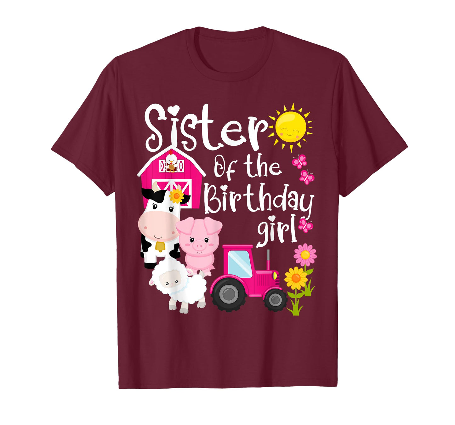 Farm Animals Sister Of The Birthday Girl Party Barnyard T-Shirt