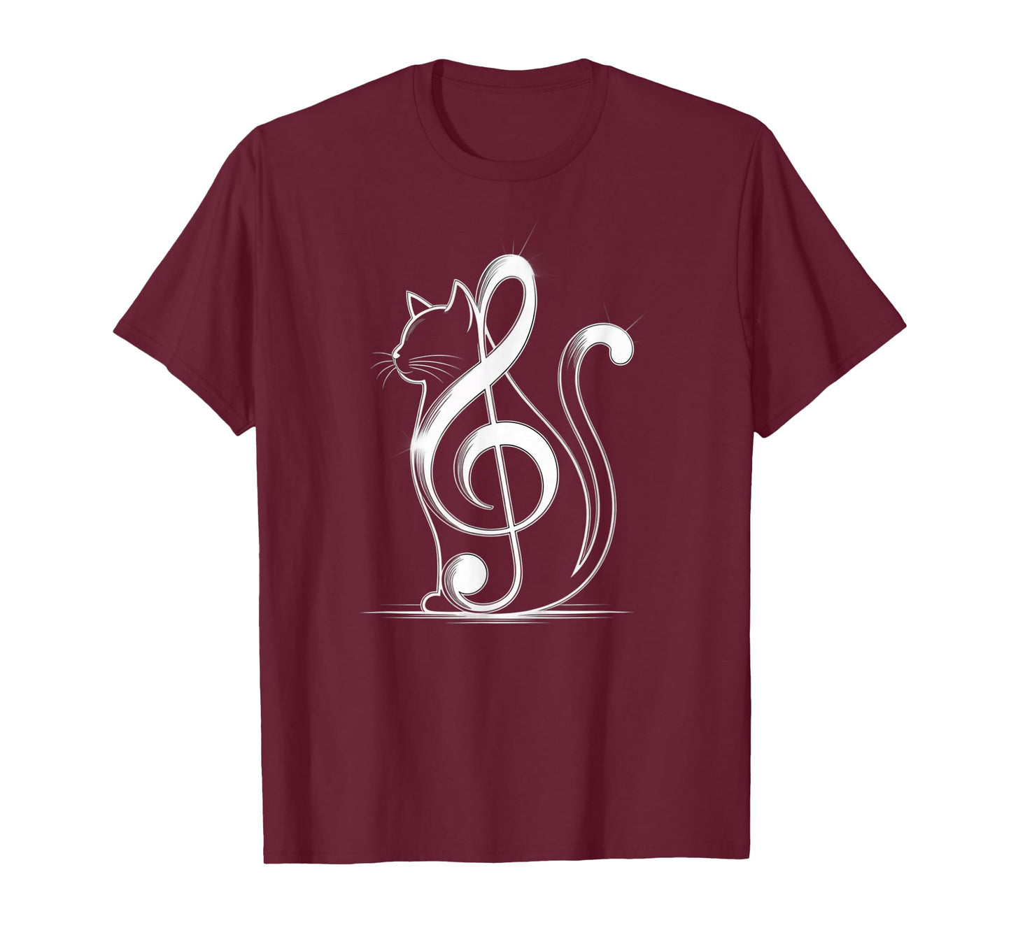 Music Note Inspired Cat Minimalist Music Lover T-Shirt